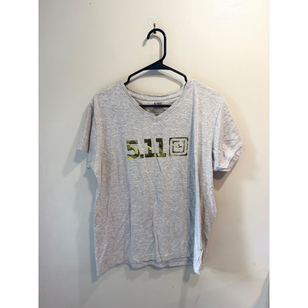 5.11 Tactical Mens XL Gray‎ V-Neck Camo Logo Graphic Short Sleeve T-Shirt